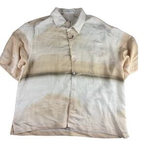 Zara Men's Tie-Dye Ramie Shirt - Beige - Size XL